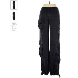 Topshop 100% silk cargo convertible pants w/beltloops, drawstring at ankles